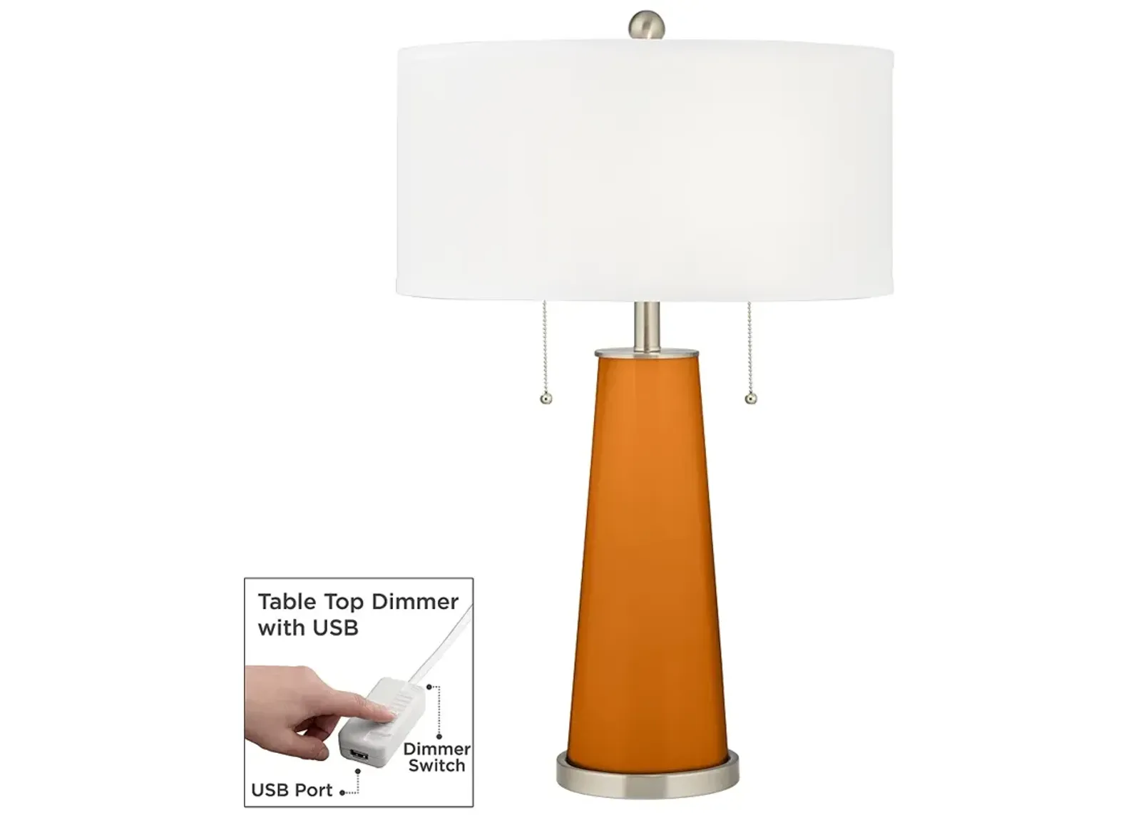 Color Plus Peggy 29 3/4" Cinnamon Spice Lamp with USB Dimmer