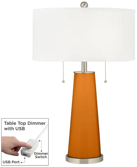 Cinnamon Spice Peggy Glass Table Lamp With Dimmer