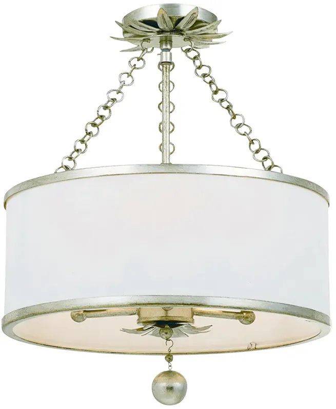 Crystorama Broche 14"W Antique Silver 3-Light Ceiling Light