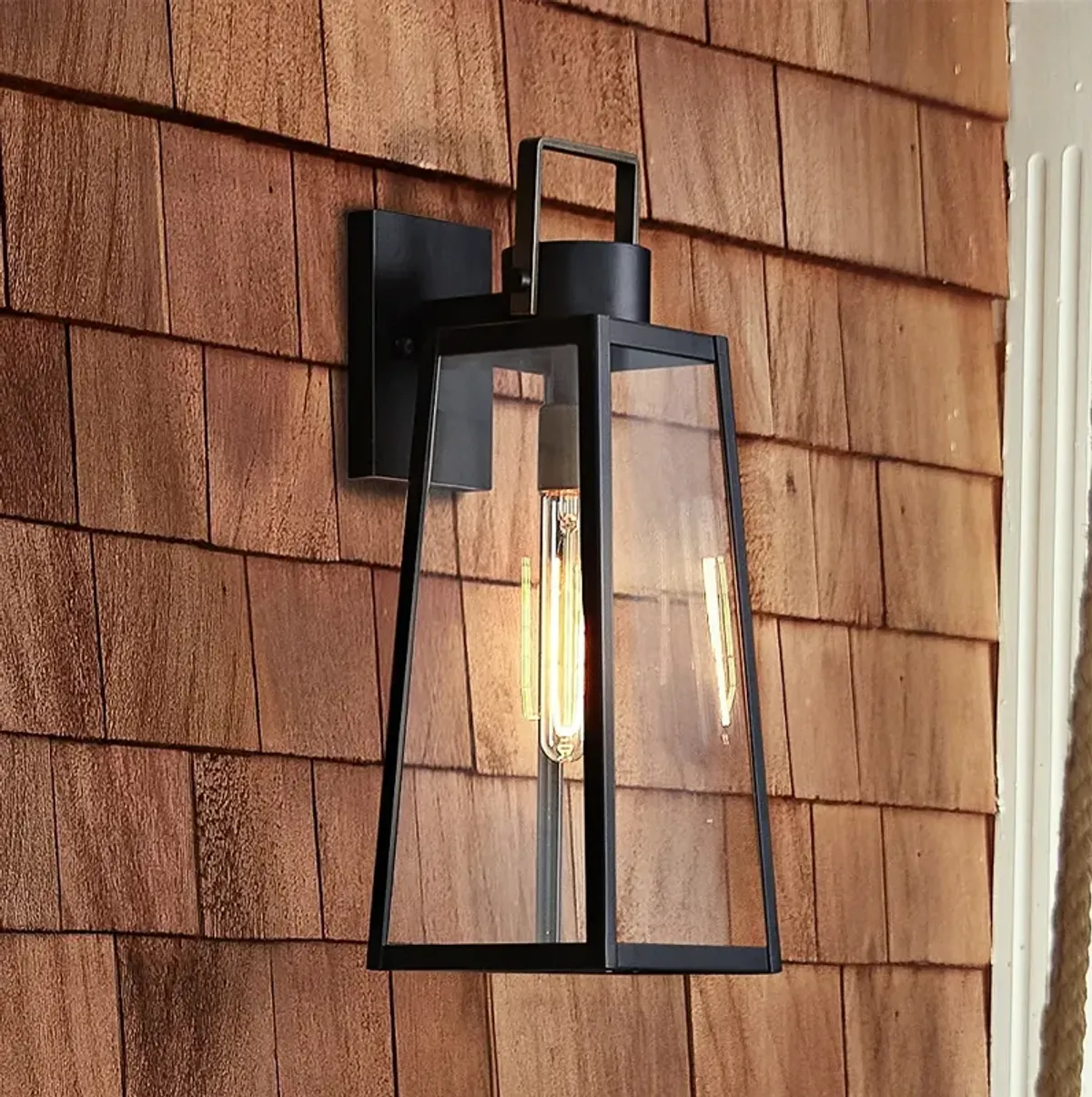 Lark-Hugh Outdoor-Medium Wall Mount Lantern-Black-Burnished Bronze