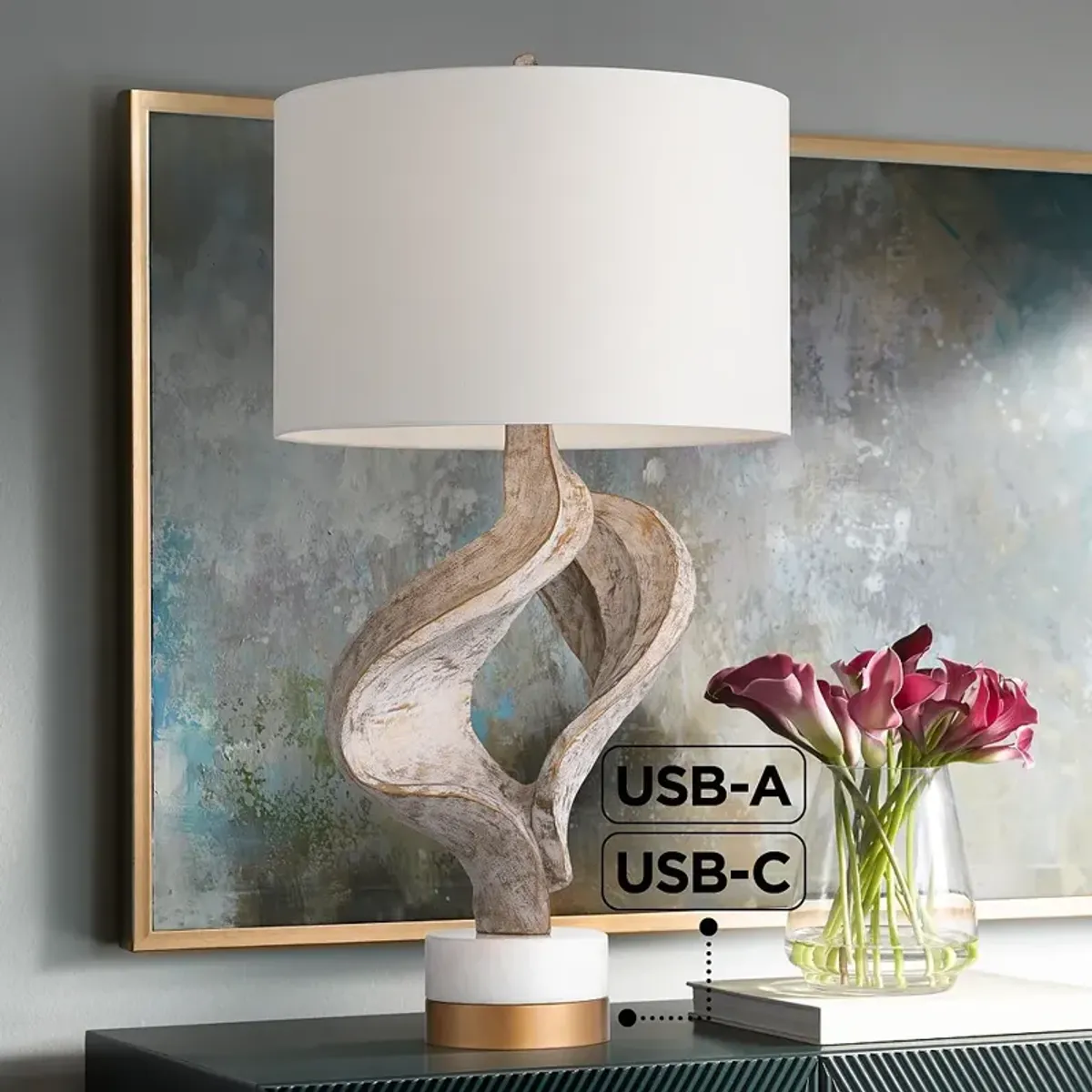 Possini Euro Hera 32 1/2" Modern Sculpture USB Table Lamp