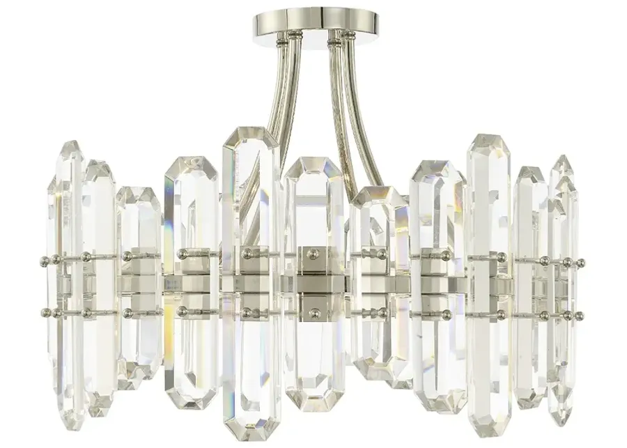 Crystorama Bolton 20.8" Wide 4-Light Nickel and Crystal Ceiling Light