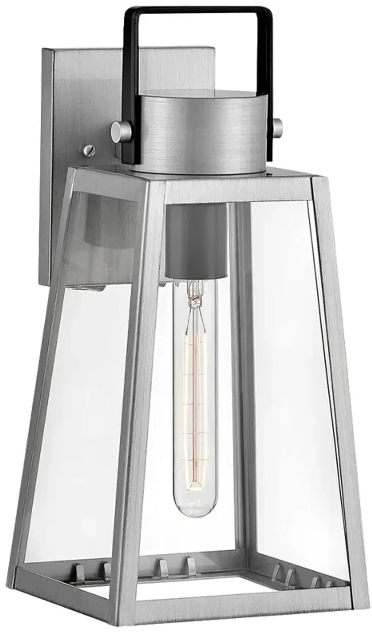 Lark-Hugh Outdoor-Small Wall Mount Lantern-Antique Brushed Aluminum-Black