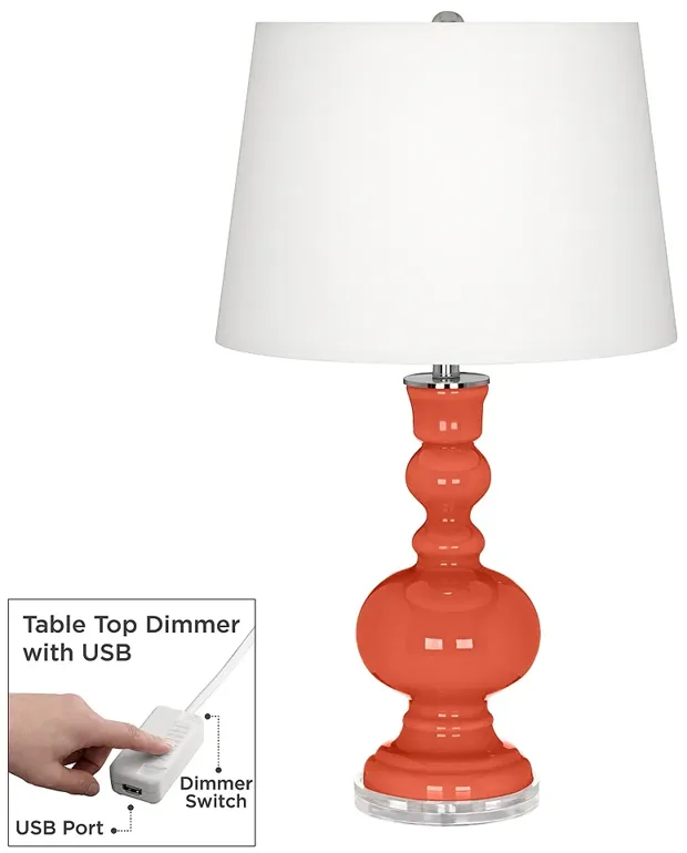 Color Plus Apothecary 30" Daring Orange Table Lamp with USB Dimmer