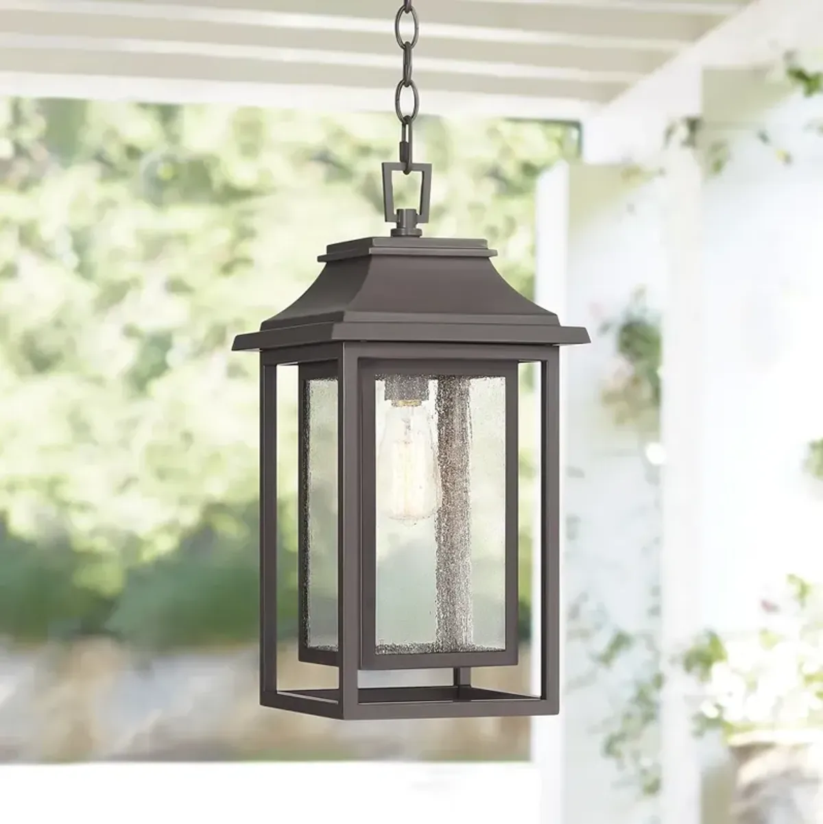 Cecile 19 1/4" Bronze Box Lantern Outdoor Hanging Light