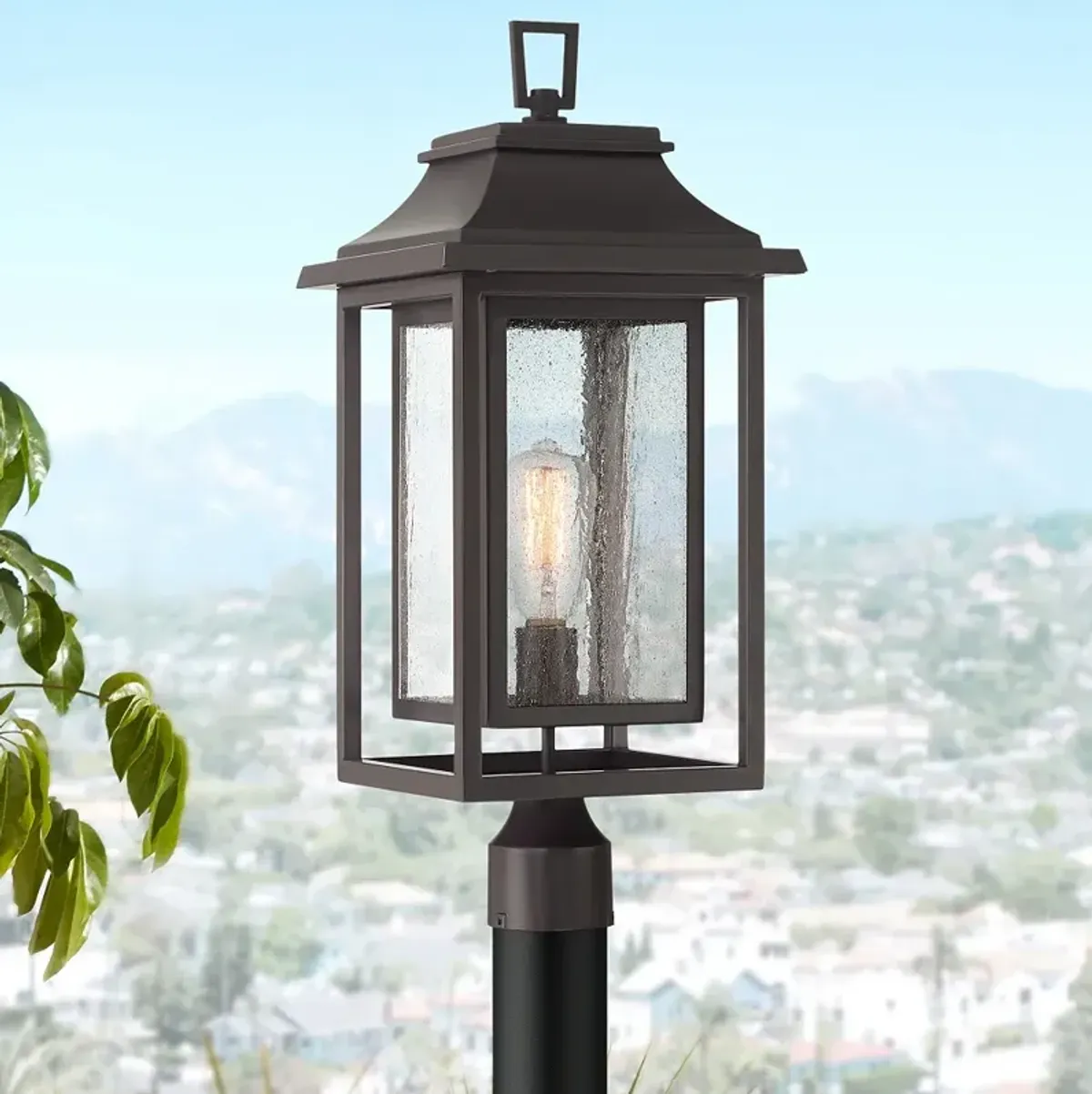 Cecile 23 1/4" Bronze Box Lantern Outdoor Post Light