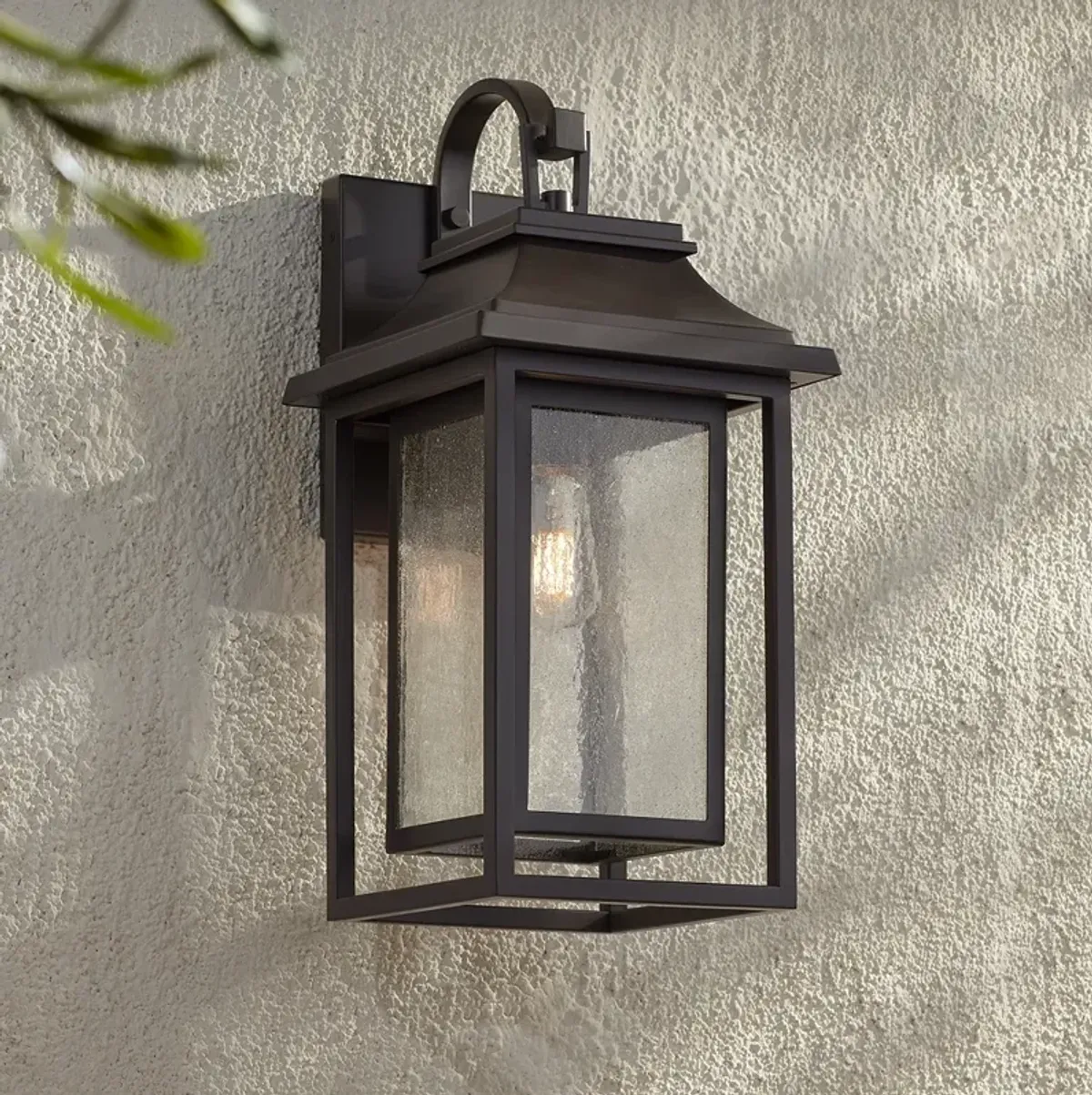 John Timberland Cecile 21" Bronze Box Lantern Outdoor Wall Light