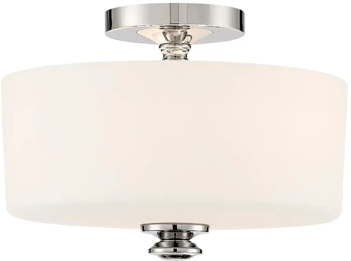 Travis 12 1/2" Wide Polished Nickel Drum Ceiling Light