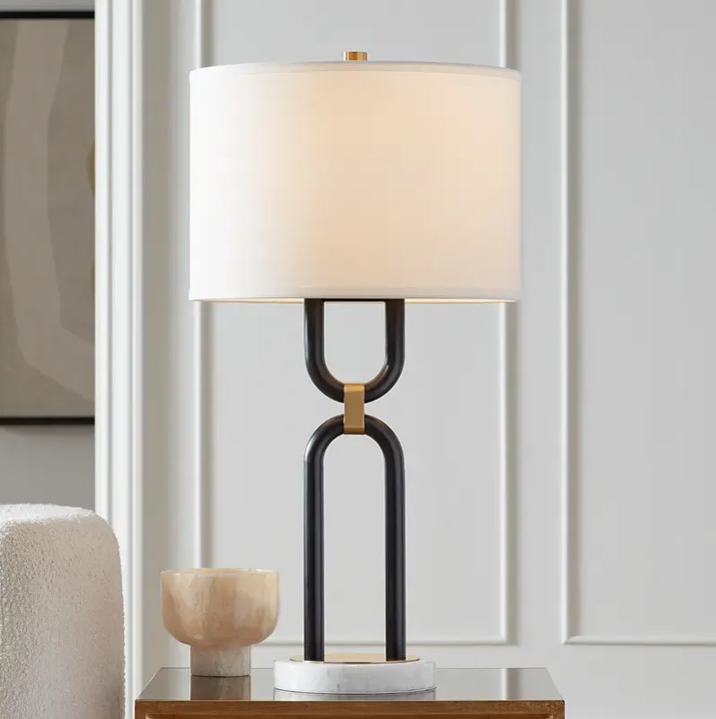Pacific Coast Lighting Double-U Column Black and Marble Modern Table Lamp