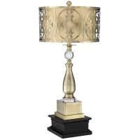 Possini Euro Doris Brass Candlestick Table Lamp With Black Square Riser
