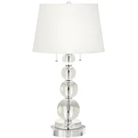 Stacked Crystal Spheres Table Lamp With 8" Wide Round Riser