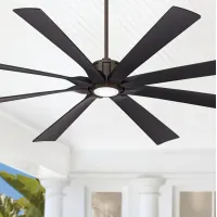 80" Possini Euro Defender Bronze Black LED Damp Rated Fan with Remote