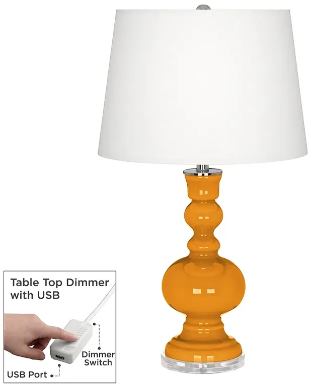 Color Plus Apothecary 30" Carnival Orange Table Lamp with USB Dimmer