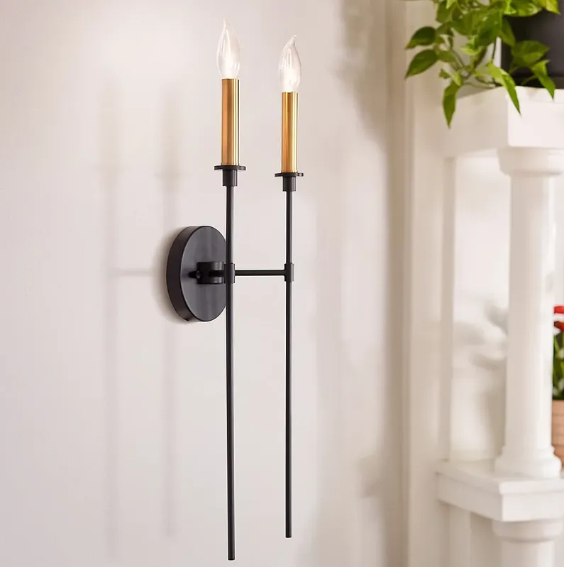 Lark Hux 24" High Black 2-Light Wall Sconce