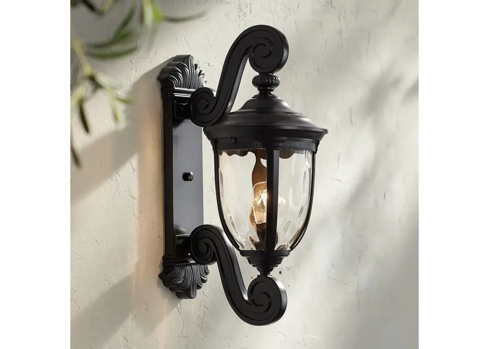 Bellagio 24" High Black Dual Scroll Arm Outdoor Wall Light