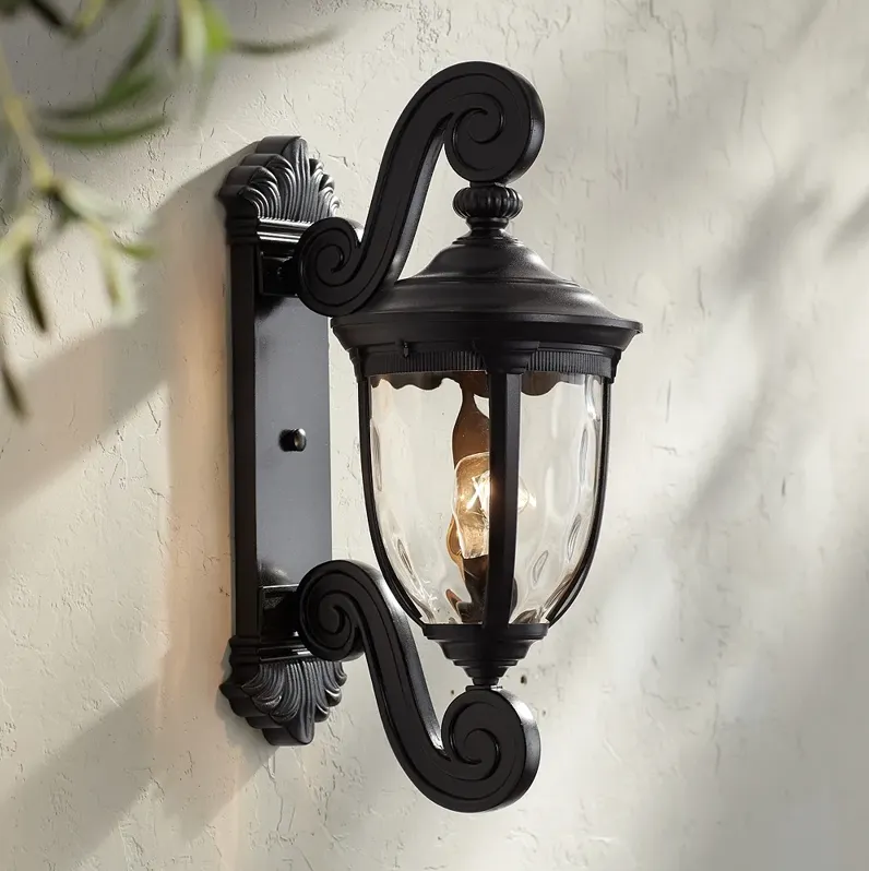 Bellagio 24" High Black Dual Scroll Arm Outdoor Wall Light