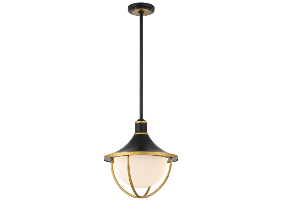 Crystorama Atlas 3 Light Matte Black + Textured Gold Outdoor Pendant