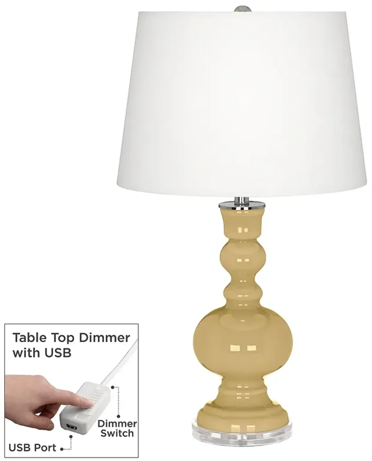 Color Plus Apothecary 30" Humble Gold Table Lamp with USB Dimmer