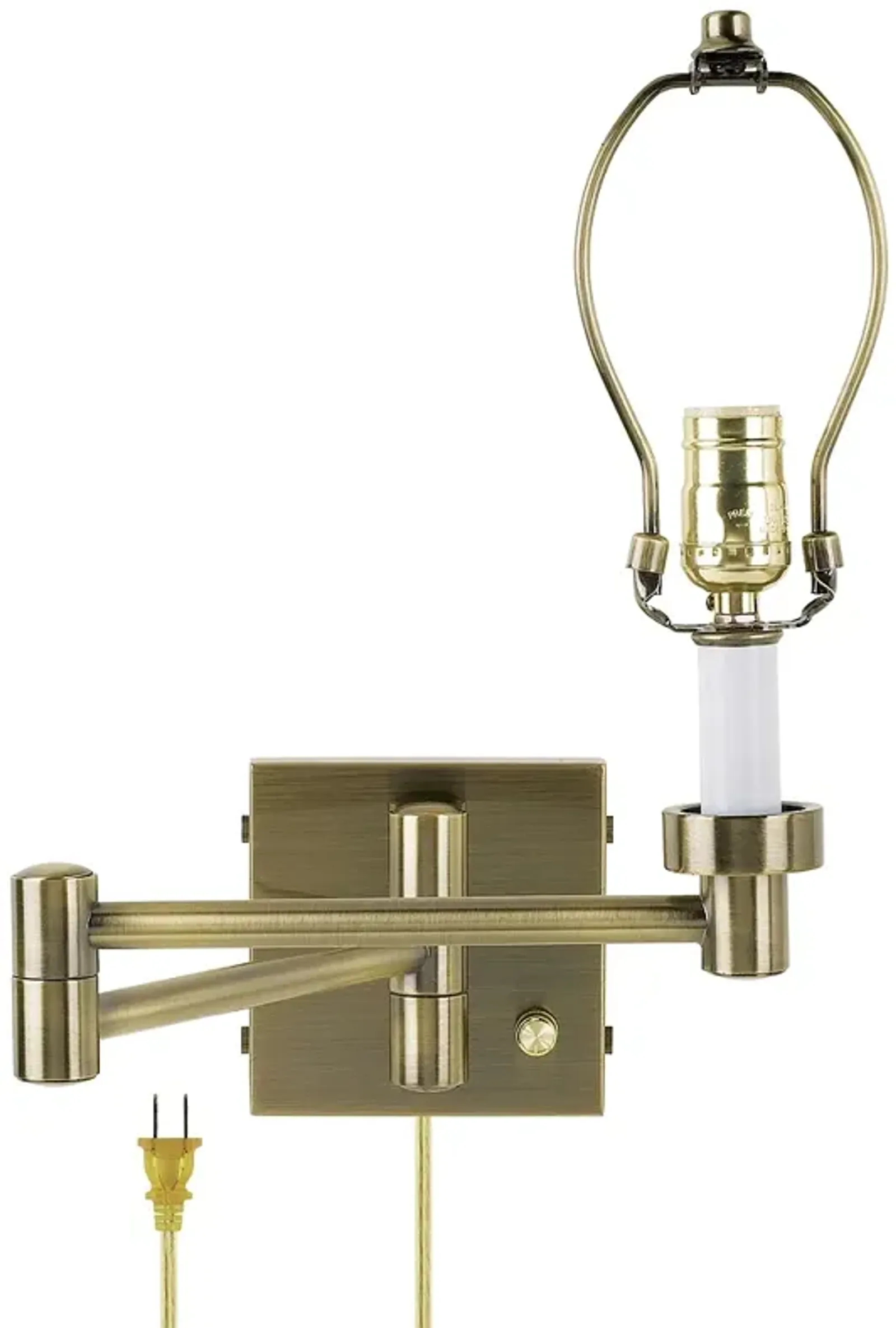 Barnes and Ivy Alta Square Antique Brass Plug-In Swing Arm Wall Light Base