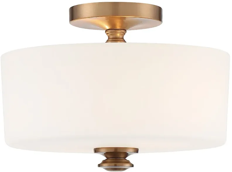 Travis 12 1/2"W Vibrant Gold White Glass Drum Ceiling Light