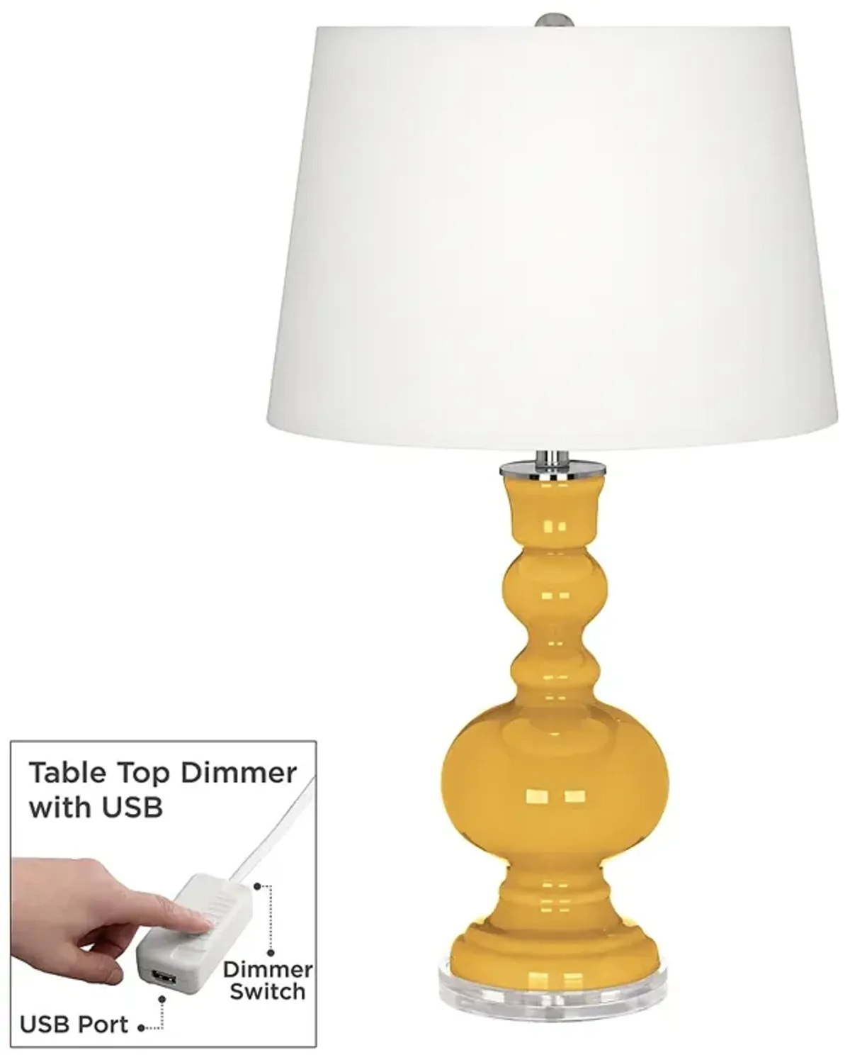 Color Plus Apothecary 30" Goldenrod Yellow Table Lamp with USB Dimmer