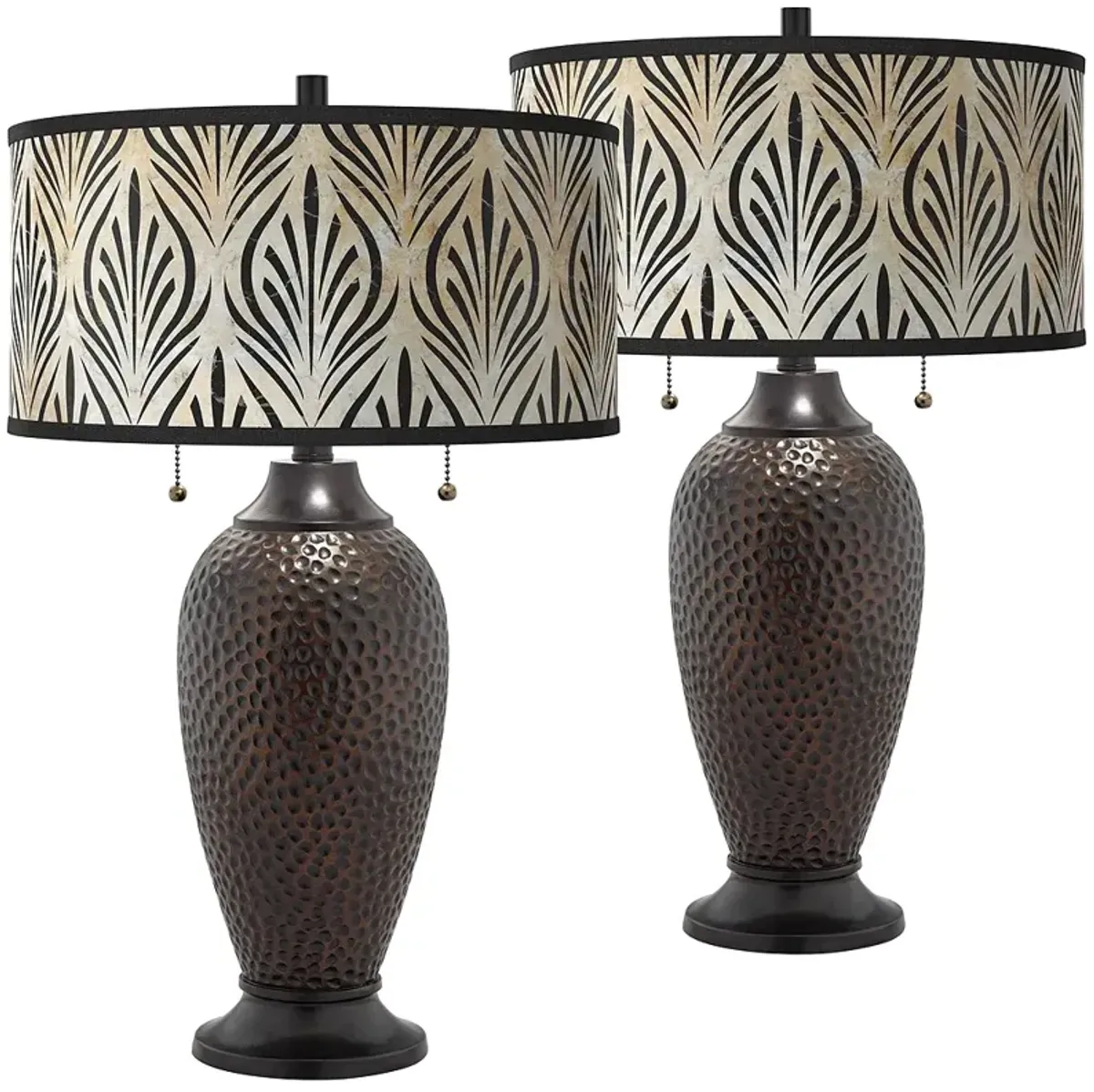 Giclee Glow Zoey 24 1/2" Calathea Gem Bronze Table Lamps Set of 2