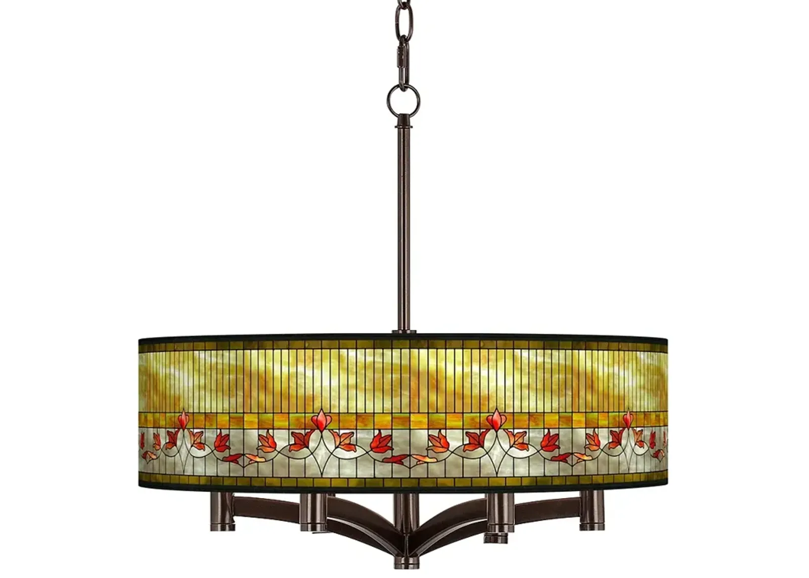 Tiffany-Style Lily Ava 6-Light Bronze Pendant Chandelier