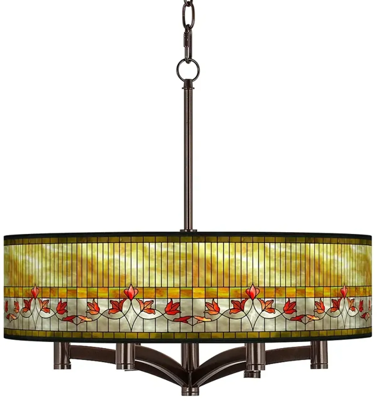 Tiffany-Style Lily Ava 6-Light Bronze Pendant Chandelier