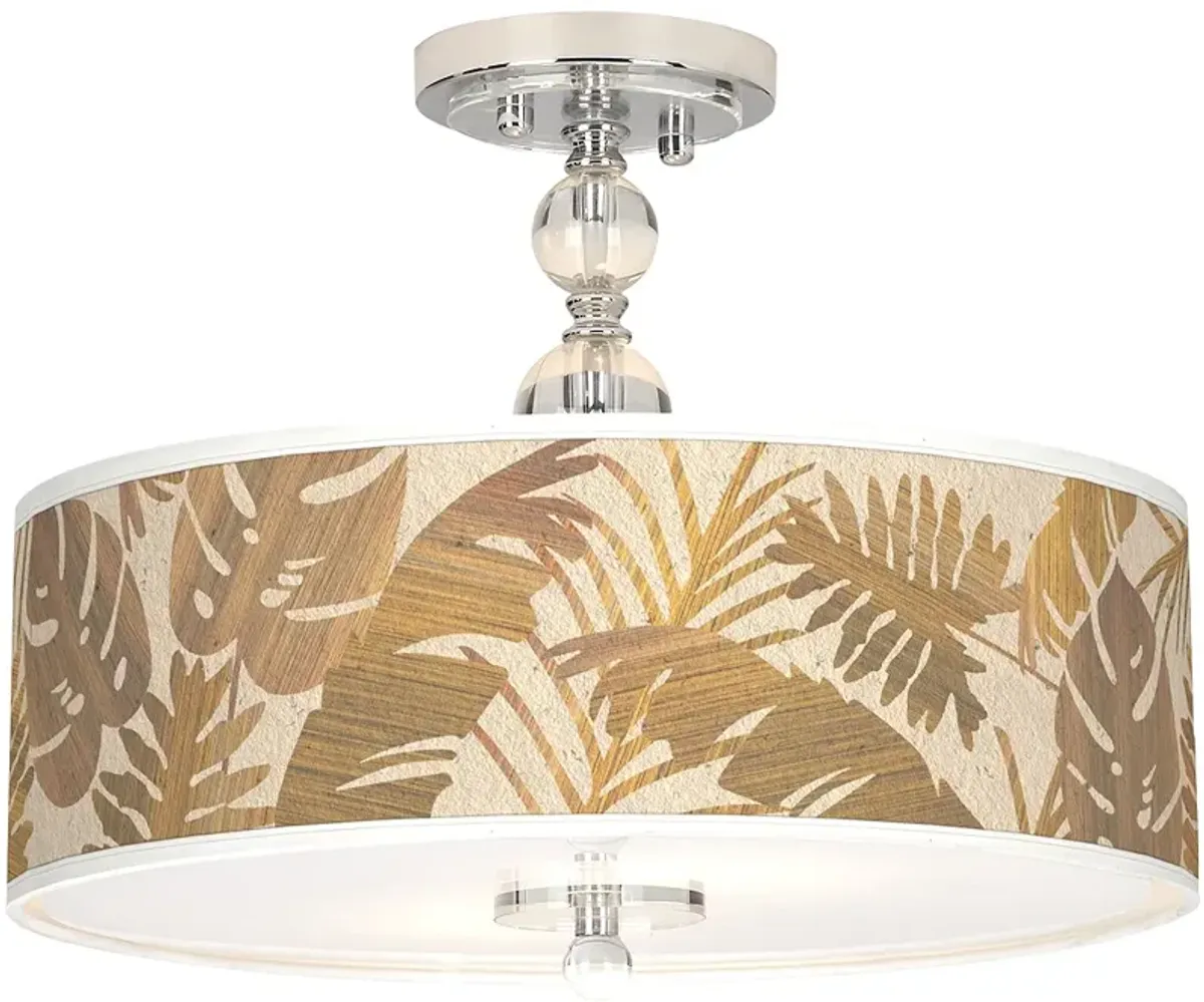 Tropical Woodwork Giclee 16" Wide Semi-Flush Ceiling Light