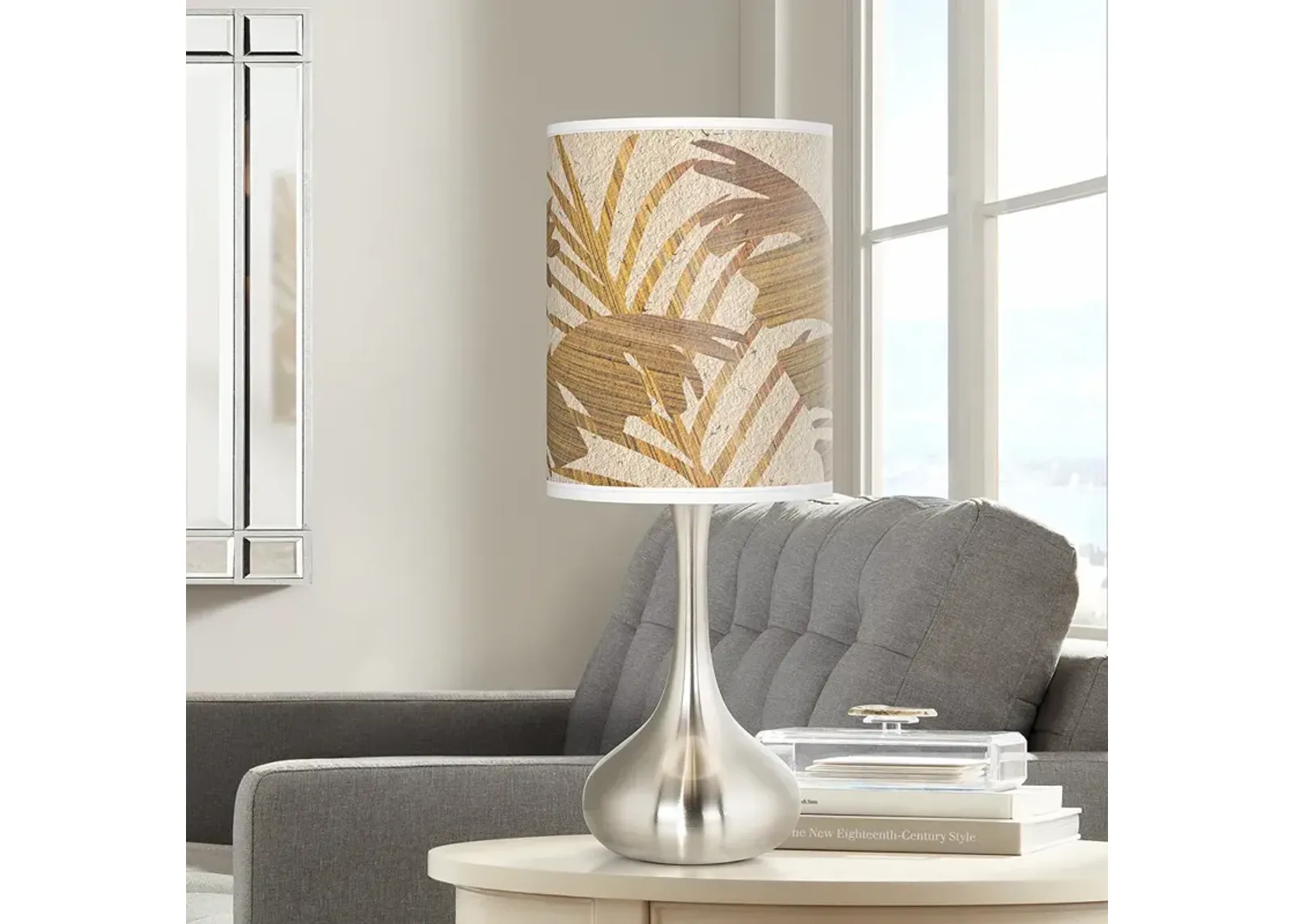 Giclee Glow Droplet 23 1/2" Tropical Woodwork Shade Modern Table Lamp