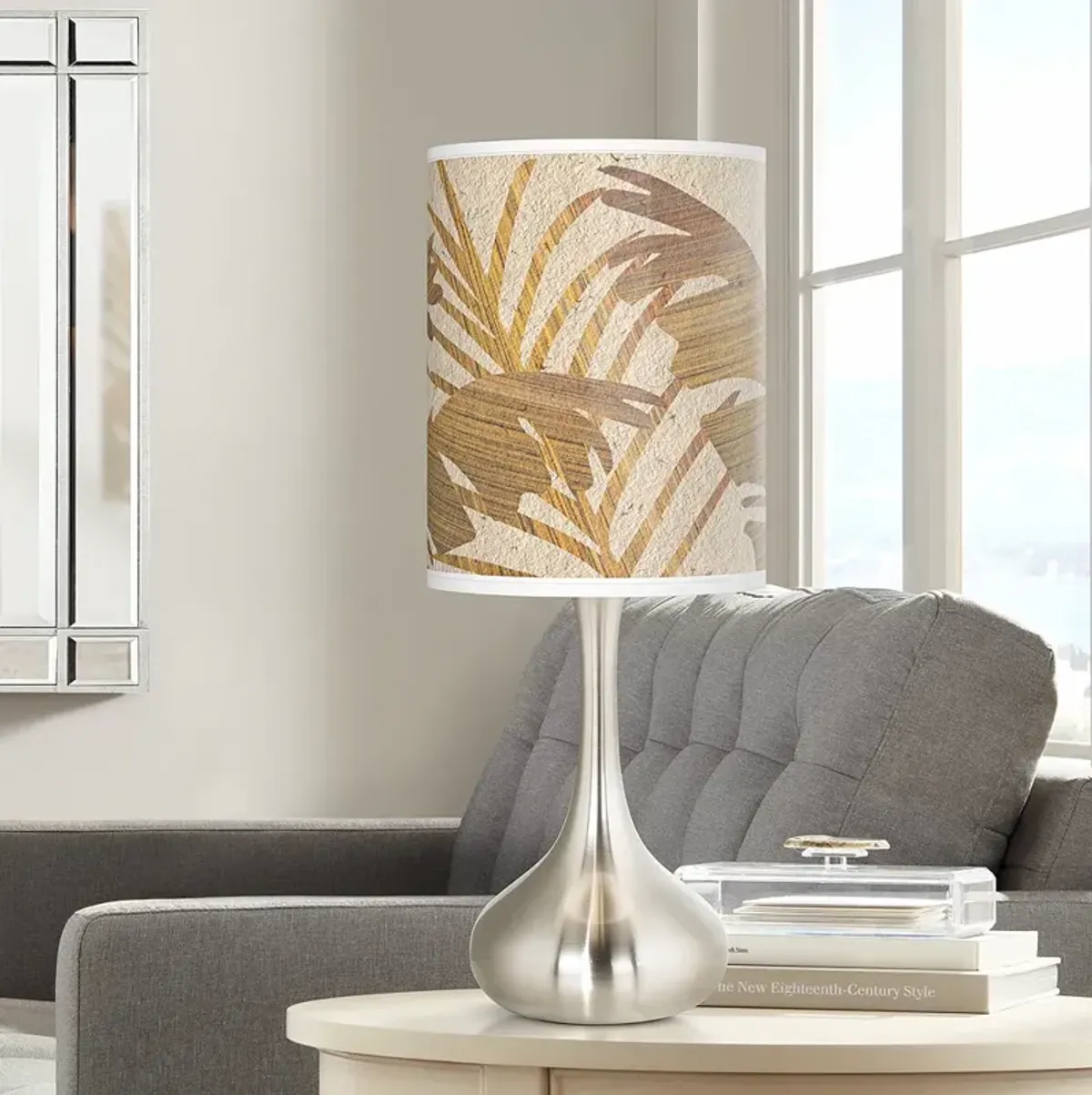 Giclee Glow Droplet 23 1/2" Tropical Woodwork Shade Modern Table Lamp