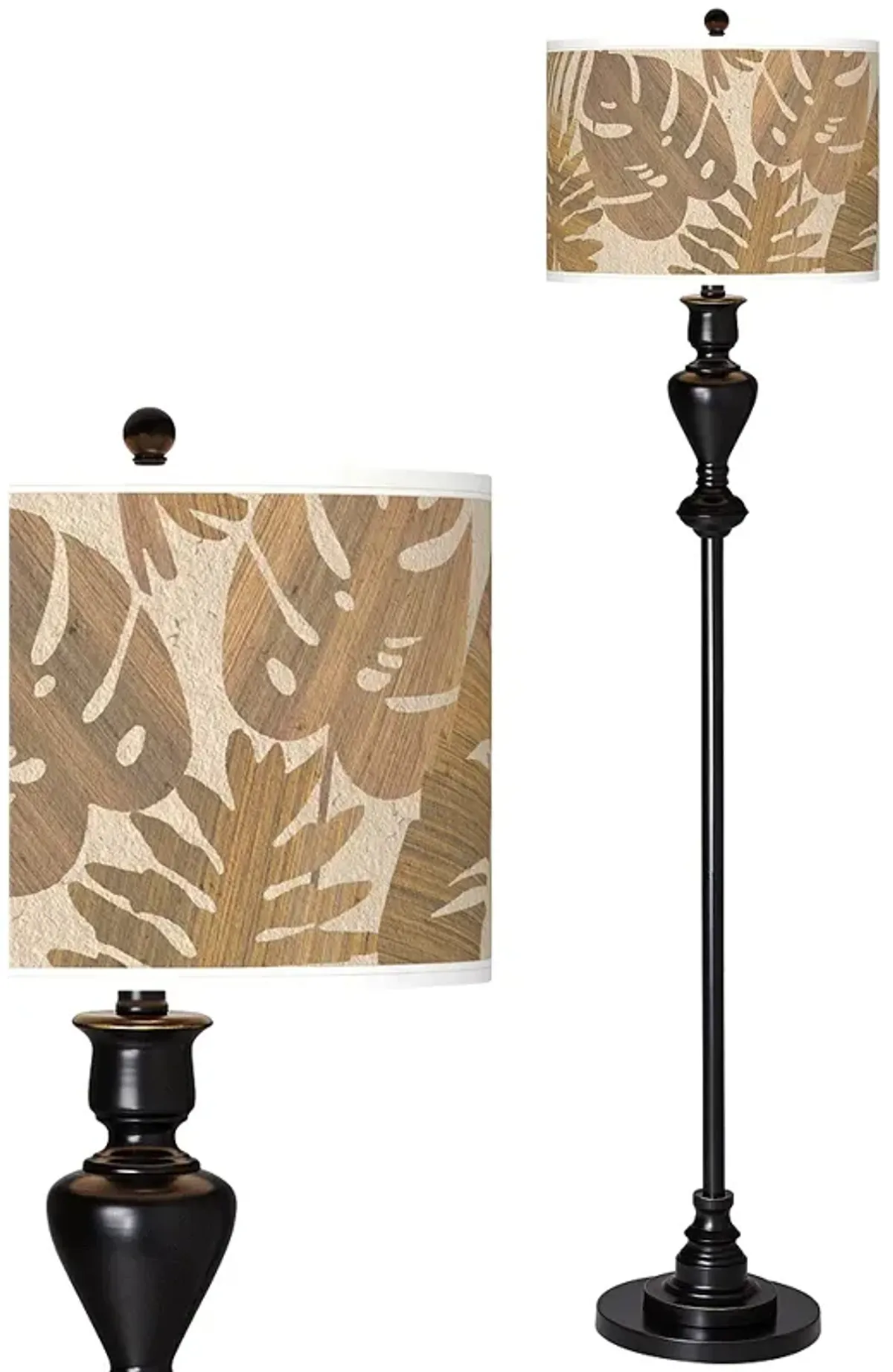 Tropical Woodwork Giclee Glow Black Bronze Floor Lamp