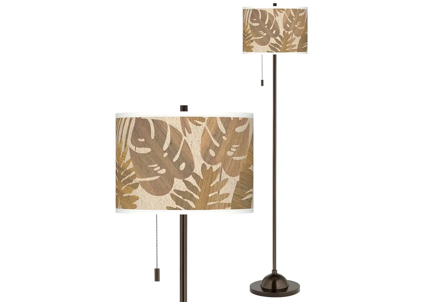 Giclee Glow 62" High Tropical Woodwork Shade Bronze Club Floor Lamp