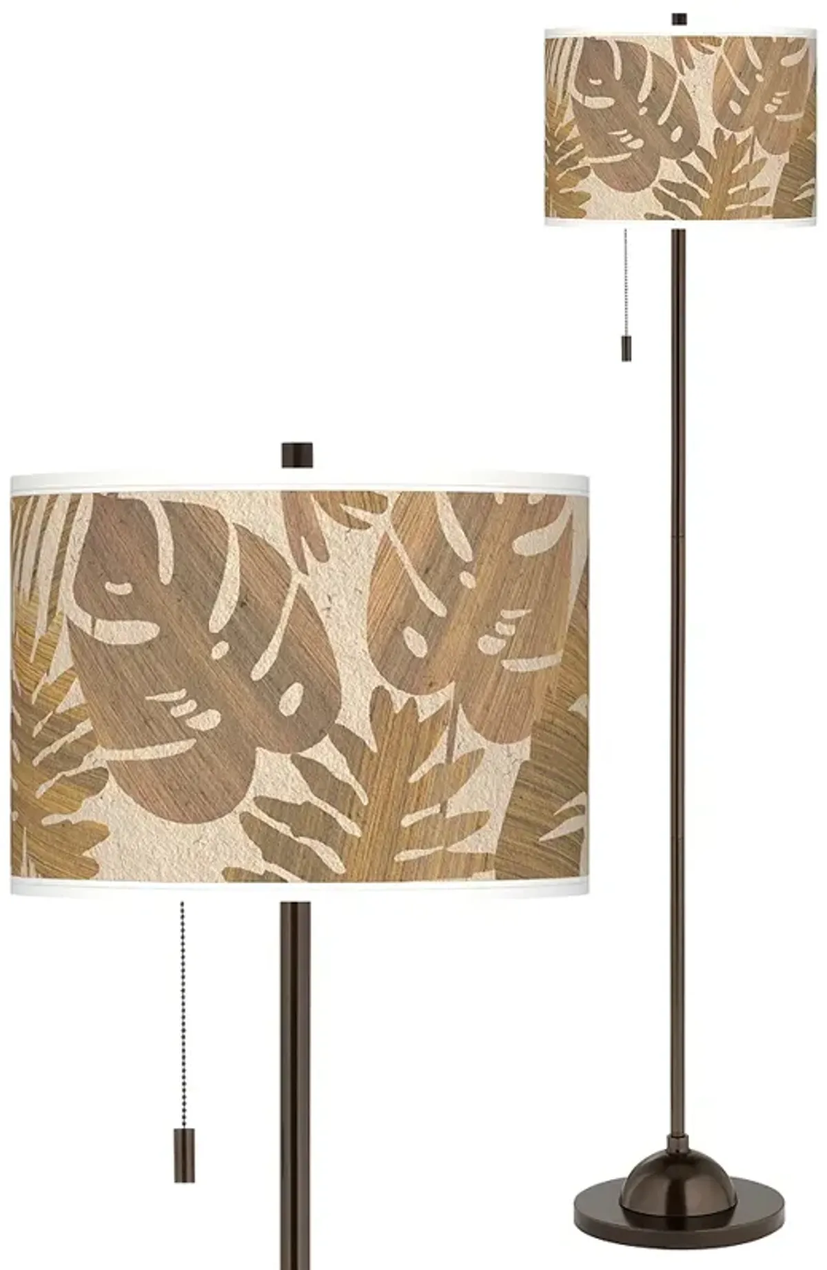 Giclee Glow 62" High Tropical Woodwork Shade Bronze Club Floor Lamp