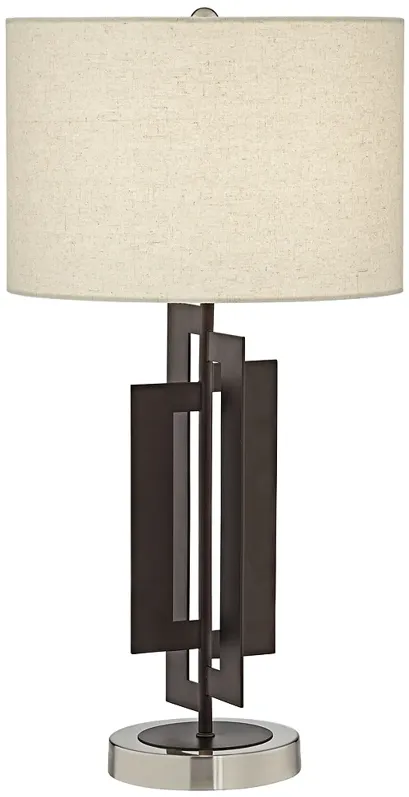 Pacific Coast Lightin Deville Bronze Geometric Panels Metal Table Lamp