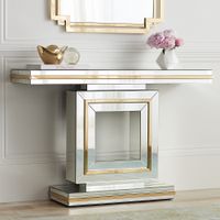 Laila 48" Wide Gold-Trimmed Mirrored Console Table