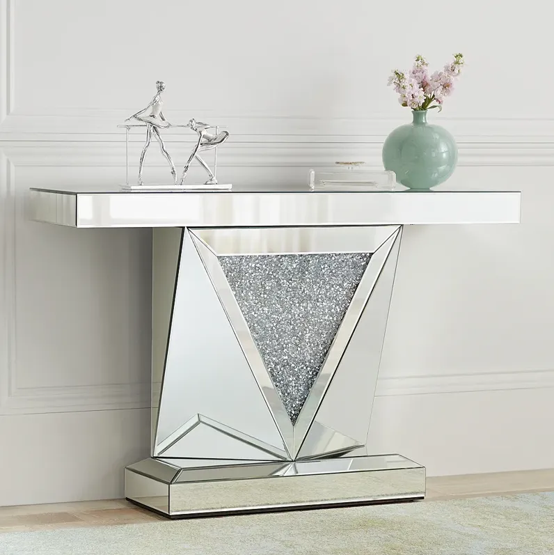 Milla 47 1/2" Wide Geometric-Cut Mirrored Console Table