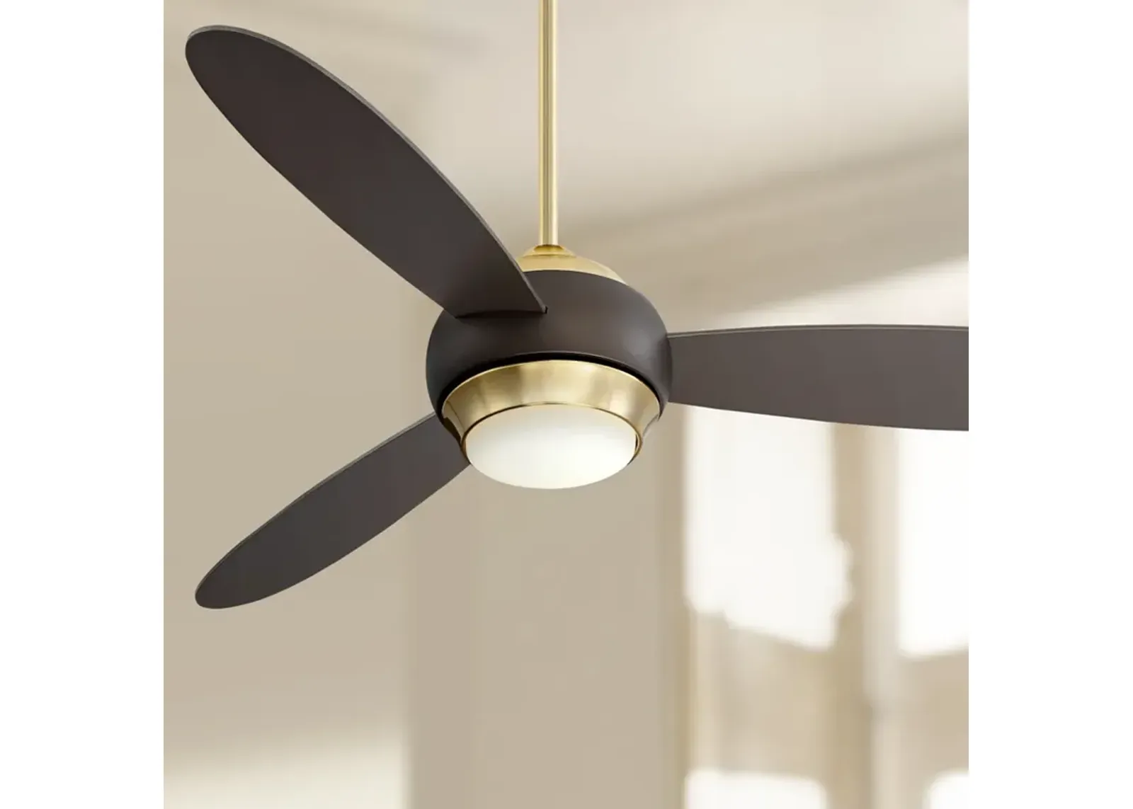 54" Casa Vieja Lynx Brass and Bronze Modern LED Fan with Remote