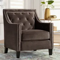 Tiffany Chocolate Brown Tufted Armchair