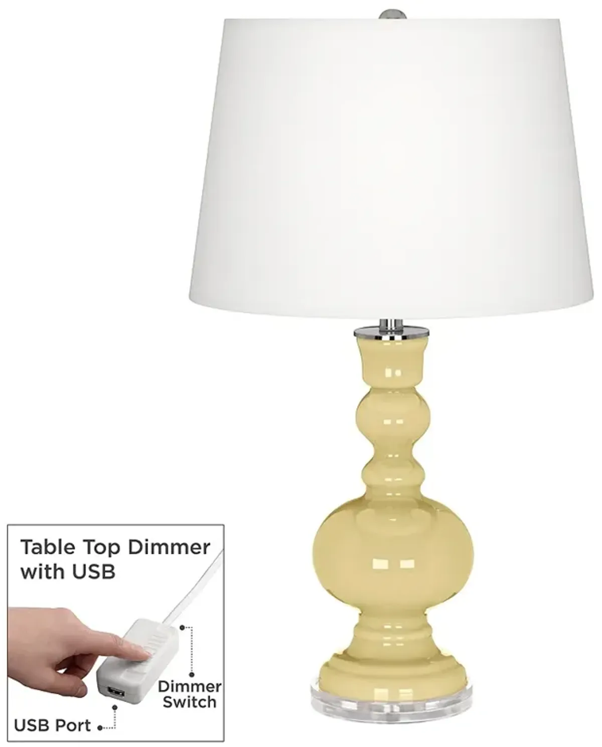 Color Plus Apothecary 30" Butter Up Yellow Table Lamp with USB Dimmer