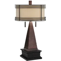 Niklas Bronze Table Lamp with USB Port and Black Square Riser