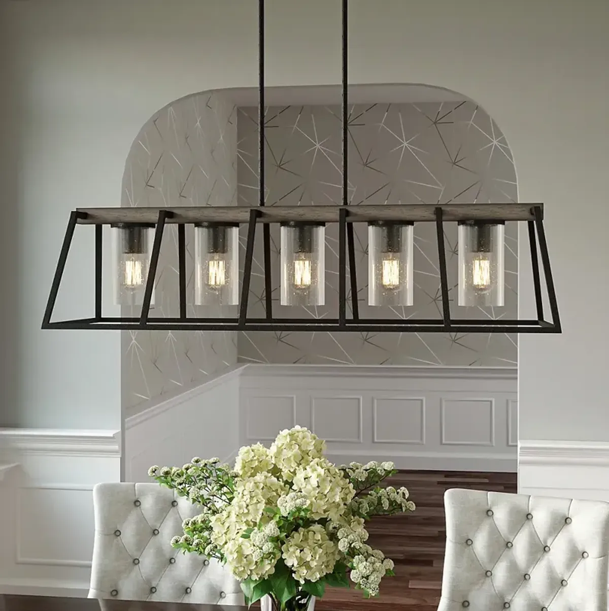 Quoizel Brockton 42" Wide Gray Ash 5-Light Island Chandelier