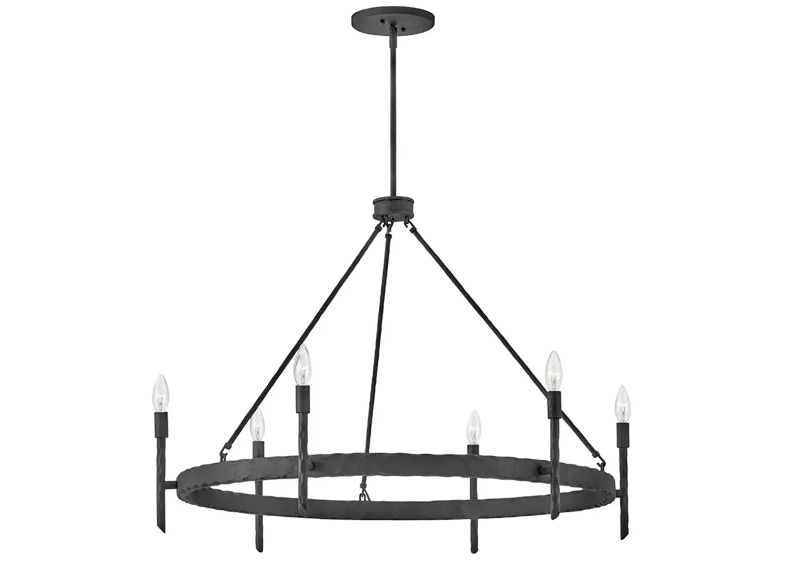 Hinkley Tress 36 1/4"W Forged Iron 6-Light Ring Chandelier