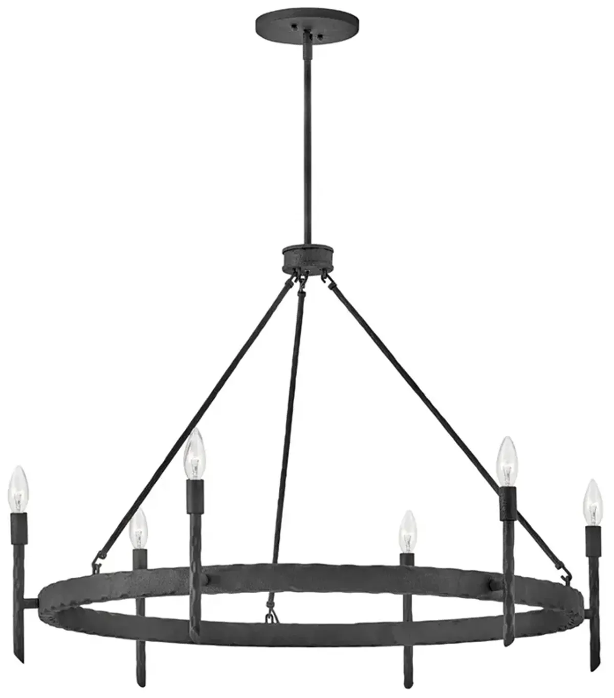 Hinkley Tress 36 1/4"W Forged Iron 6-Light Ring Chandelier