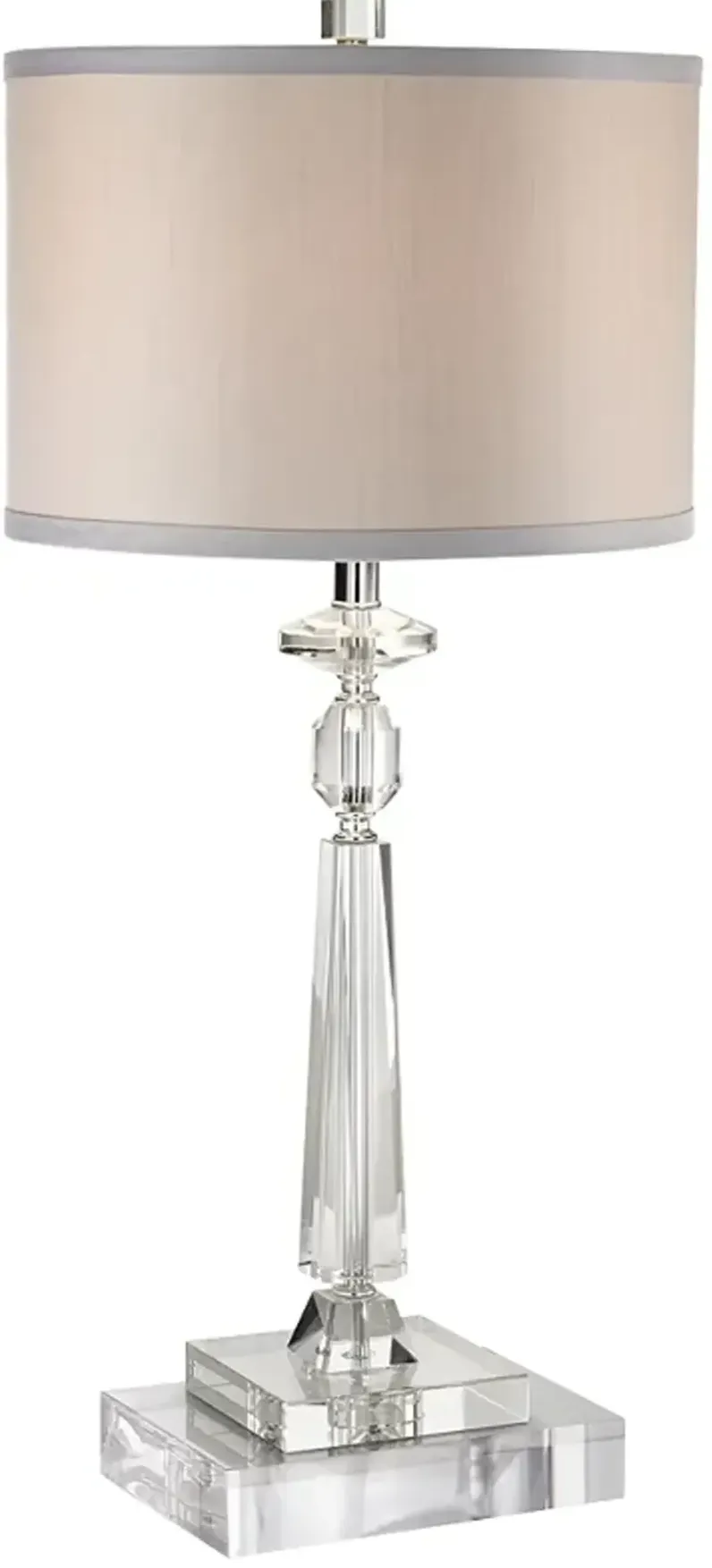 Aline Modern Crystal Table Lamp With 8" Wide Square Riser