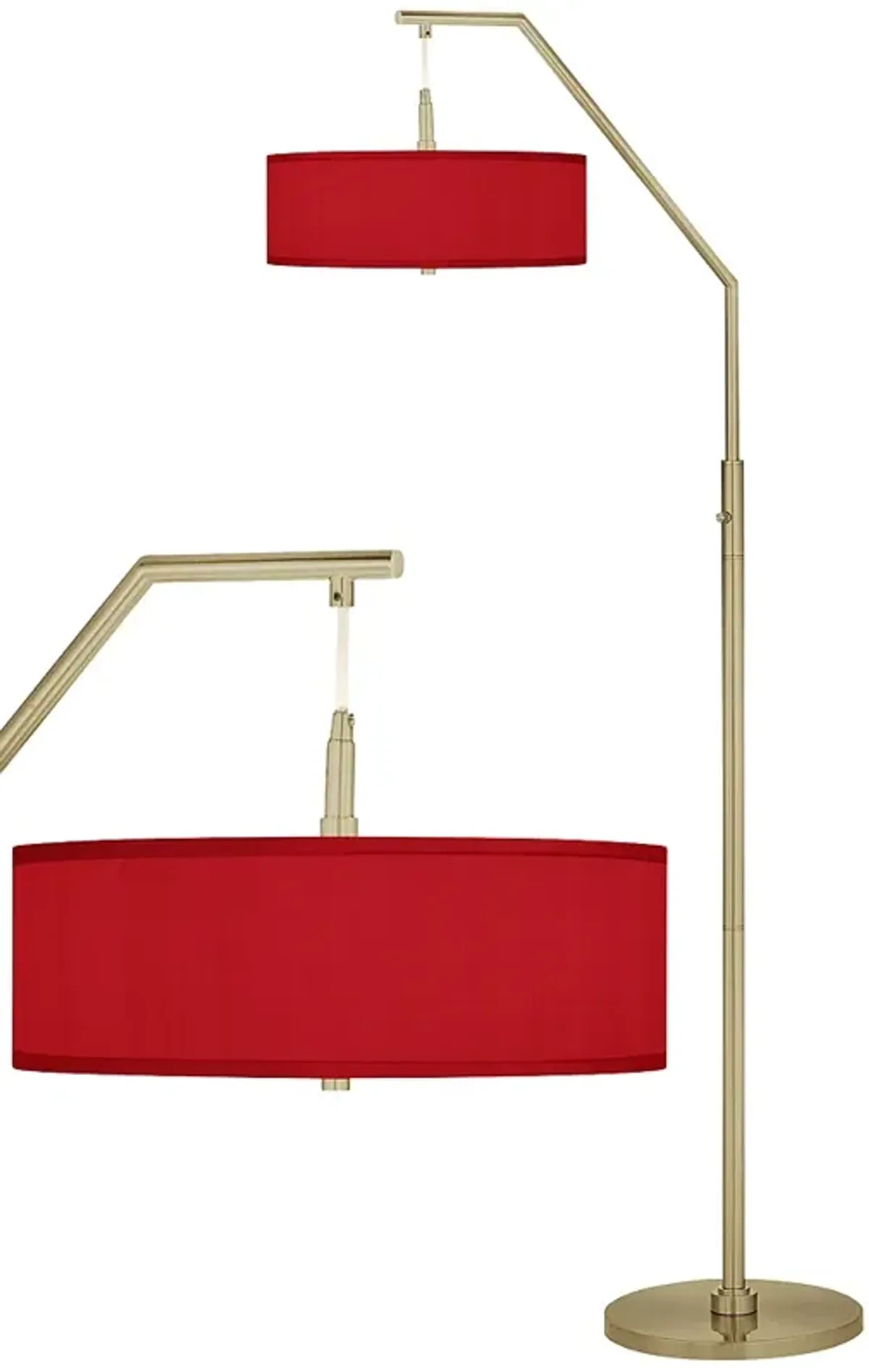 Giclee Glow 71 1/2" Red Faux Silk Giclee Warm Gold Arc Floor Lamp