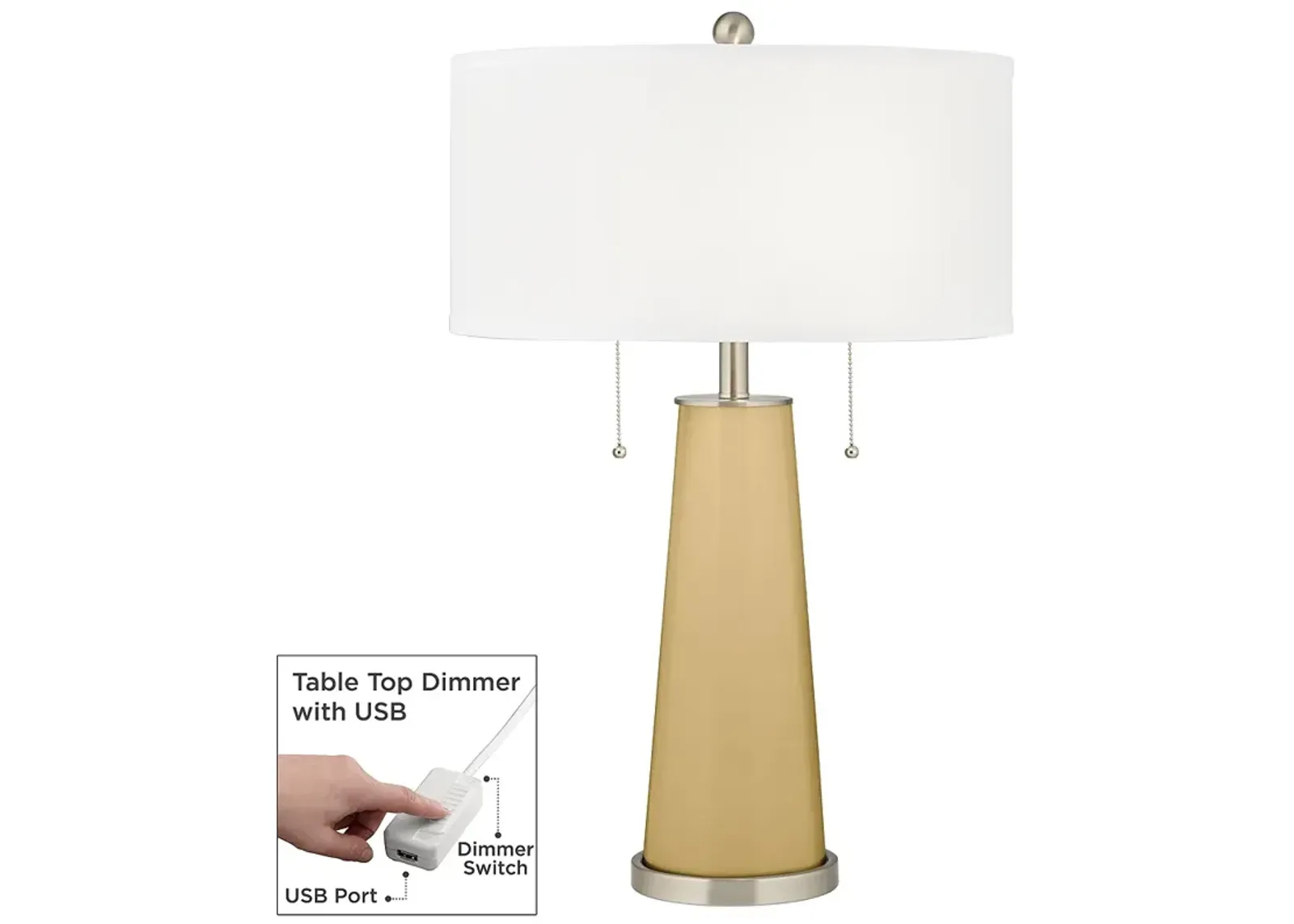 Color Plus Peggy 29 3/4" Humble Gold Glass Table Lamp with USB Dimmer