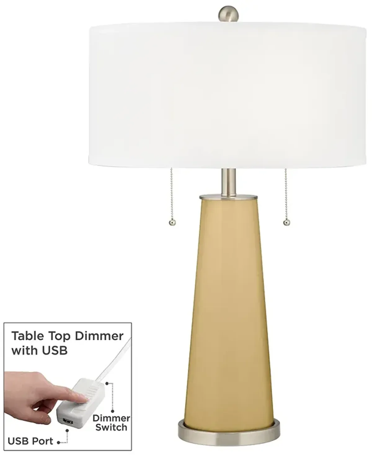 Color Plus Peggy 29 3/4" Humble Gold Glass Table Lamp with USB Dimmer