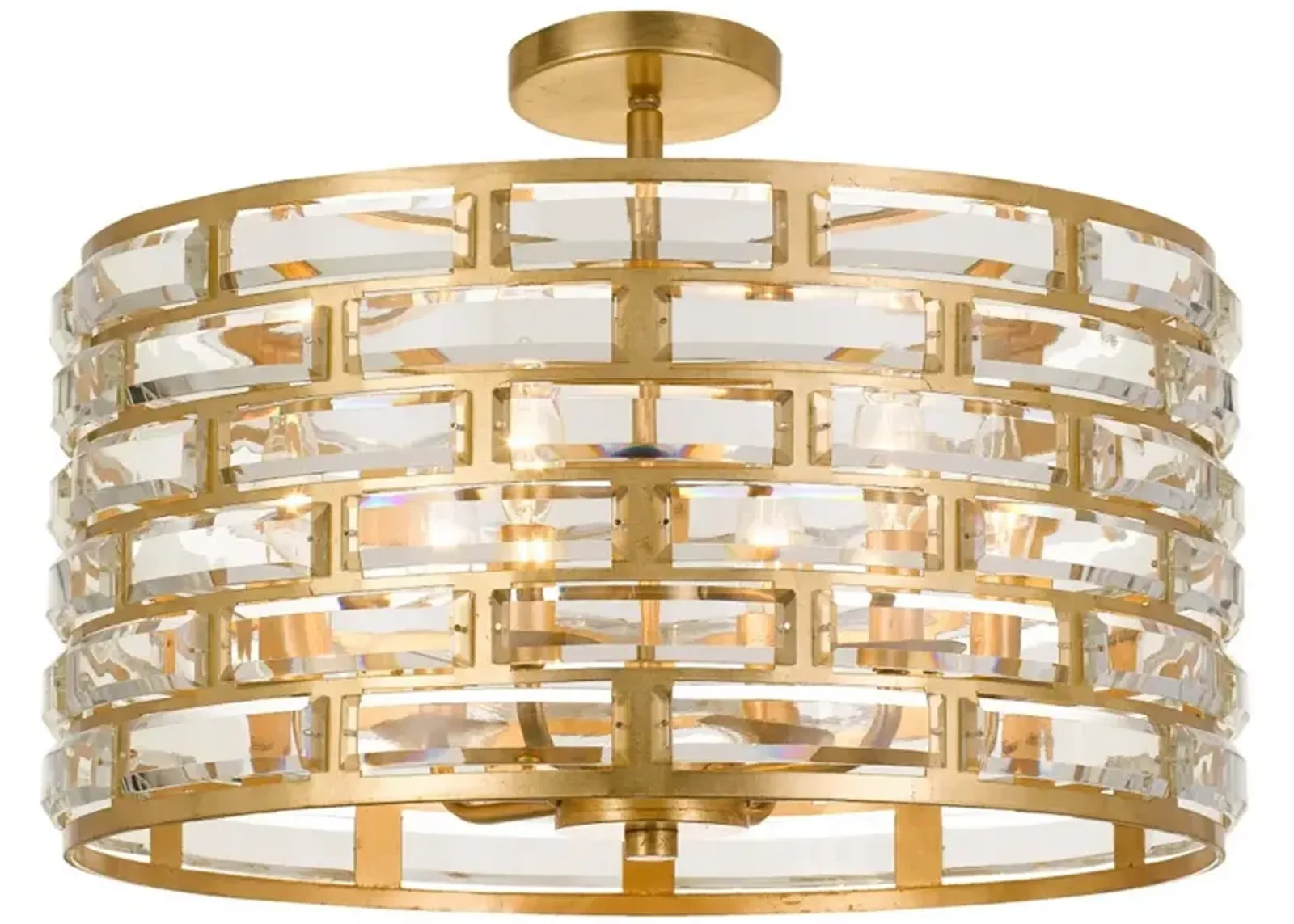 6 Light Antique Gold Semi-Flush