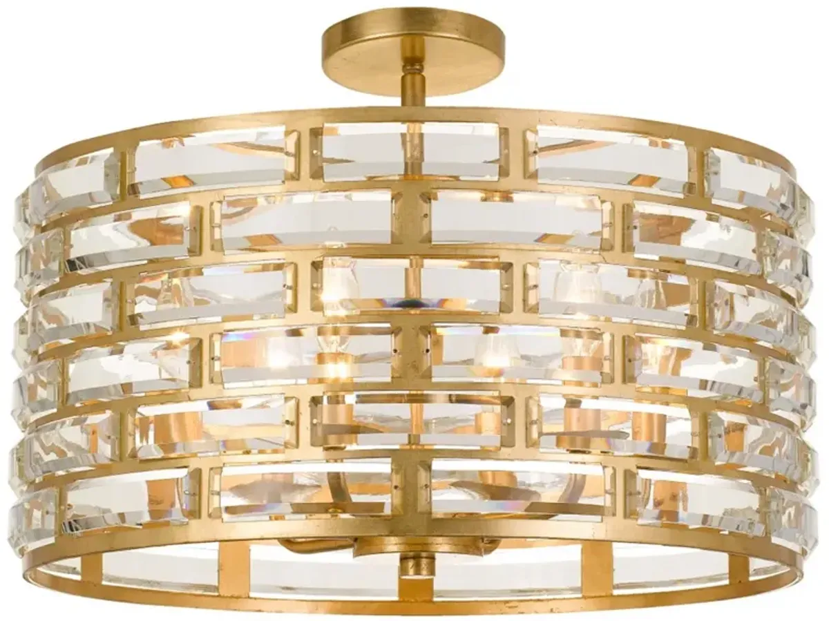 6 Light Antique Gold Semi-Flush